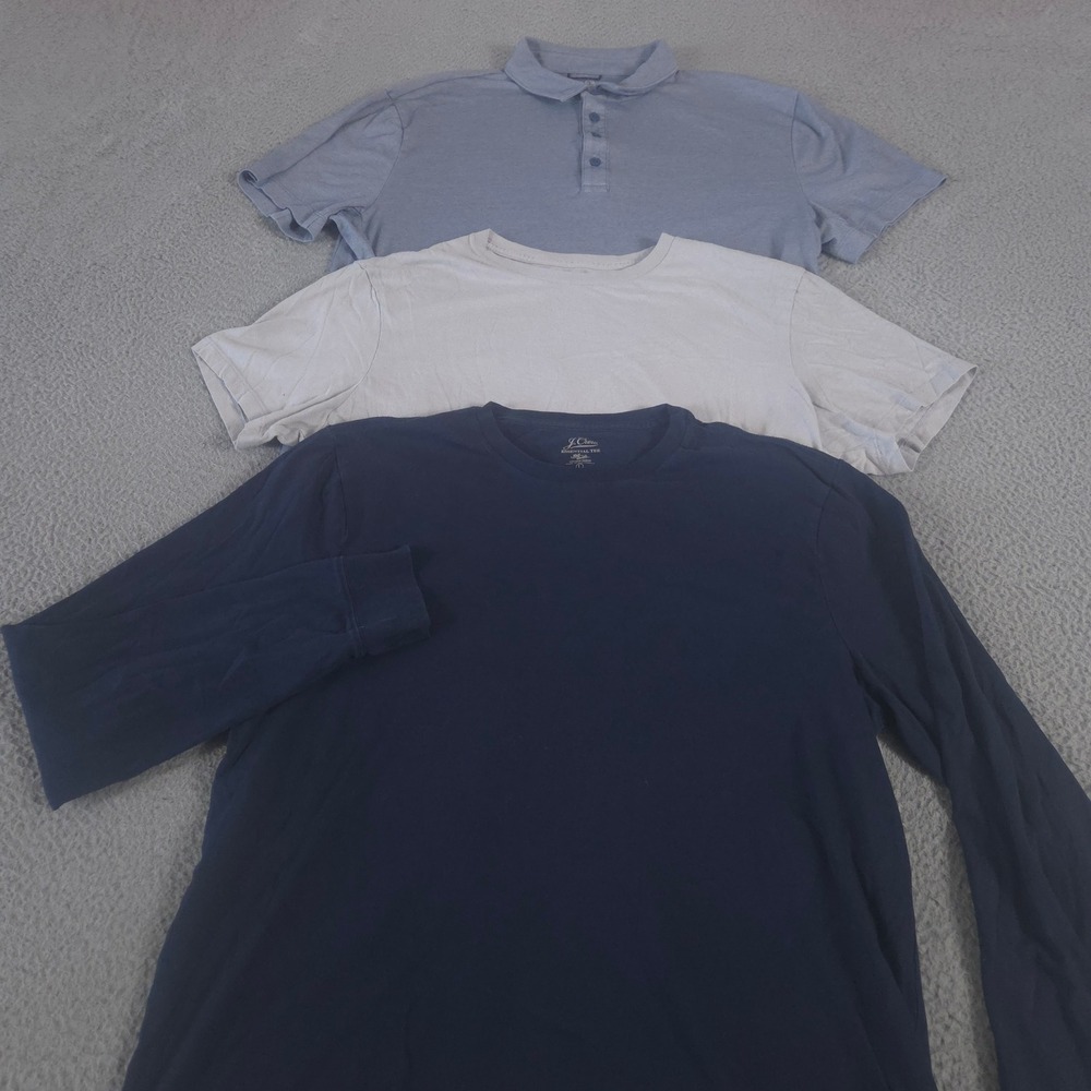 LOT OF 3 J.Crew Shirt Mens L Multi Performance Coolmax Essential Cotton Bundle